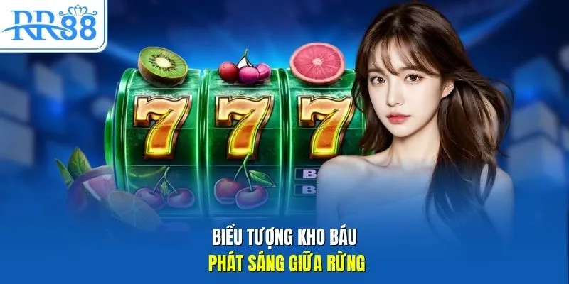 Biểu tượng kho báu phát sáng giữa rừng